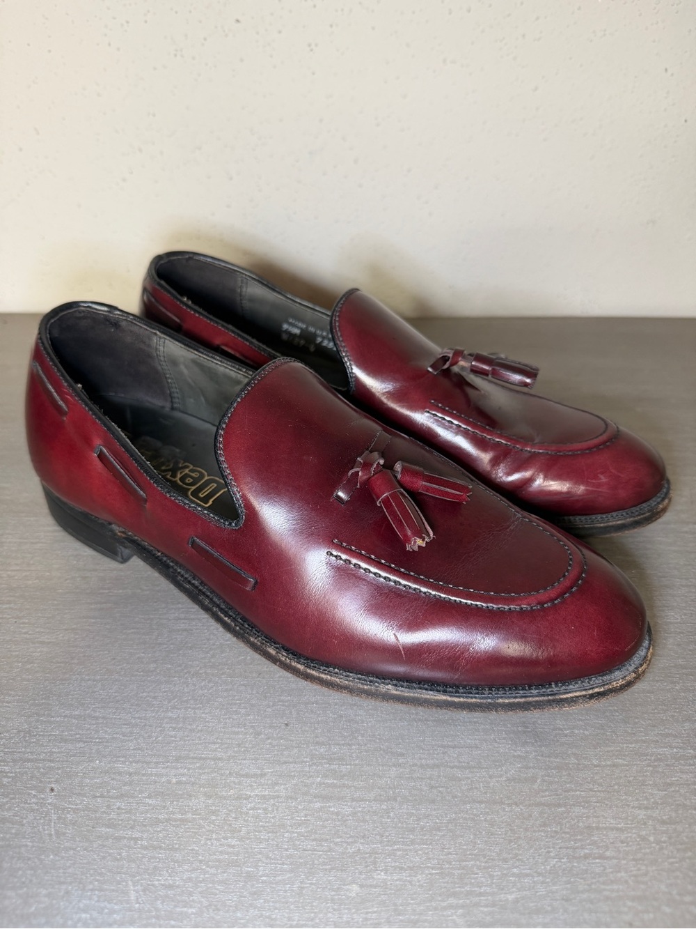 Vintage Dexter Tassel Loafers Burgundy Leather Shoes Made in USA Size 9.5 M